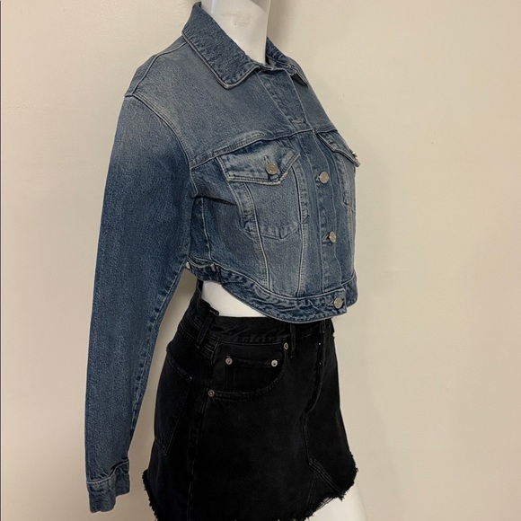 RtA Denim Lani Blue Cropped Asymmetrical Jean Jacket Coastal Cowgirl Festival - Picture 3 of 8